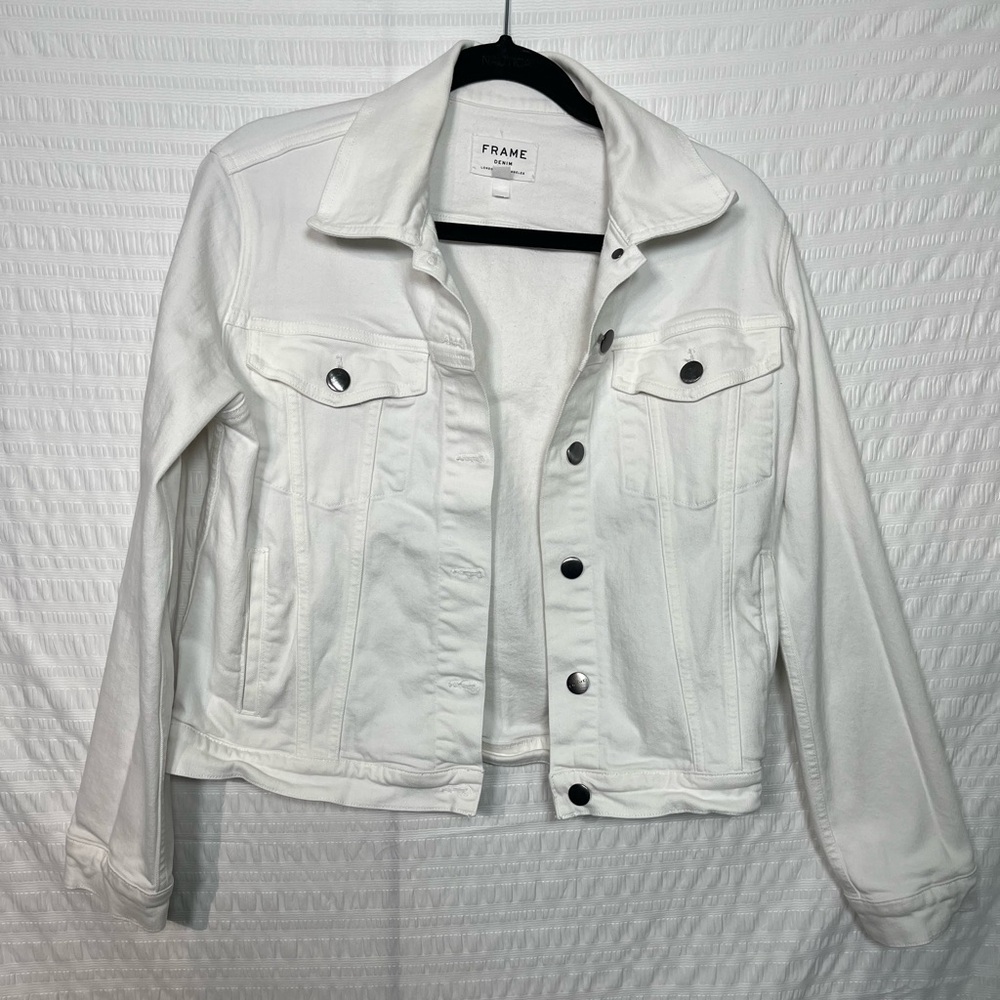 Frame Women’s Classic White Denim Jacket Size Medium